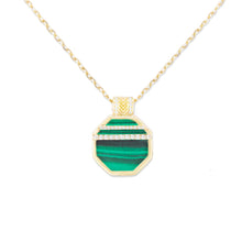 Load image into Gallery viewer, Spark Octagon Pendant Necklace - Malachite & Diamond