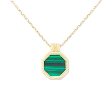 Load image into Gallery viewer, Spark Octagon Pendant Necklace - Malachite & Diamond