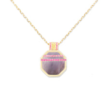 Load image into Gallery viewer, Spark Octagon Pendant Necklace - Black Mother of Pearl & Pink Sapphire