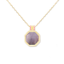 Load image into Gallery viewer, Spark Octagon Pendant Necklace - Black Mother of Pearl & Pink Sapphire