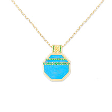 Load image into Gallery viewer, Spark Octagon Pendant Necklace - Turquoise & Emerald