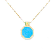 Load image into Gallery viewer, Spark Octagon Pendant Necklace - Turquoise & Emerald