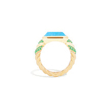 Load image into Gallery viewer, Spark Chevron Emerald Cut Cocktail Ring - Turquoise & Emerald