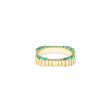 Load image into Gallery viewer, Spark Side Stone Etched Stacking Band Ring - Emerald