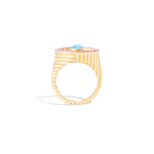 Load image into Gallery viewer, Found Ribbed Cocktail Ring - Turquoise & Pink Sapphire