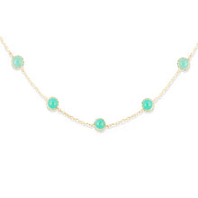 Load image into Gallery viewer, Found Cabochon Station Necklace - Chrysoprase & Tsavorite