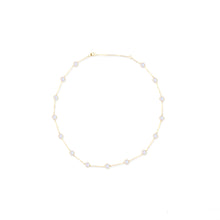 Load image into Gallery viewer, Found Cabochon Station Necklace - Rainbow Moonstone & Diamond