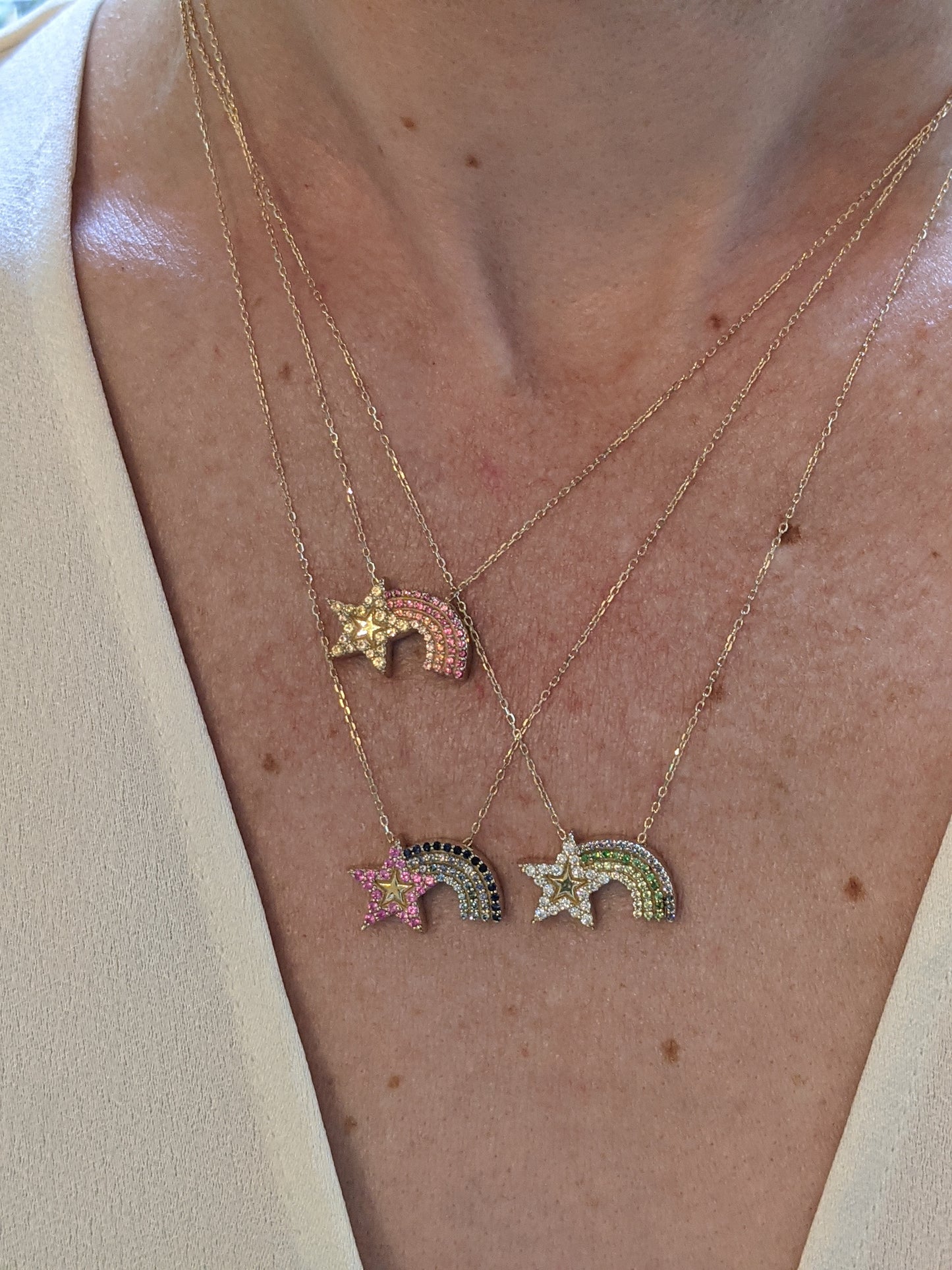 JuJu Shooting Star Charm Necklace - Green