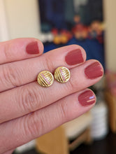 Load image into Gallery viewer, Found Ribbed Stud Earring - Pink Sapphire