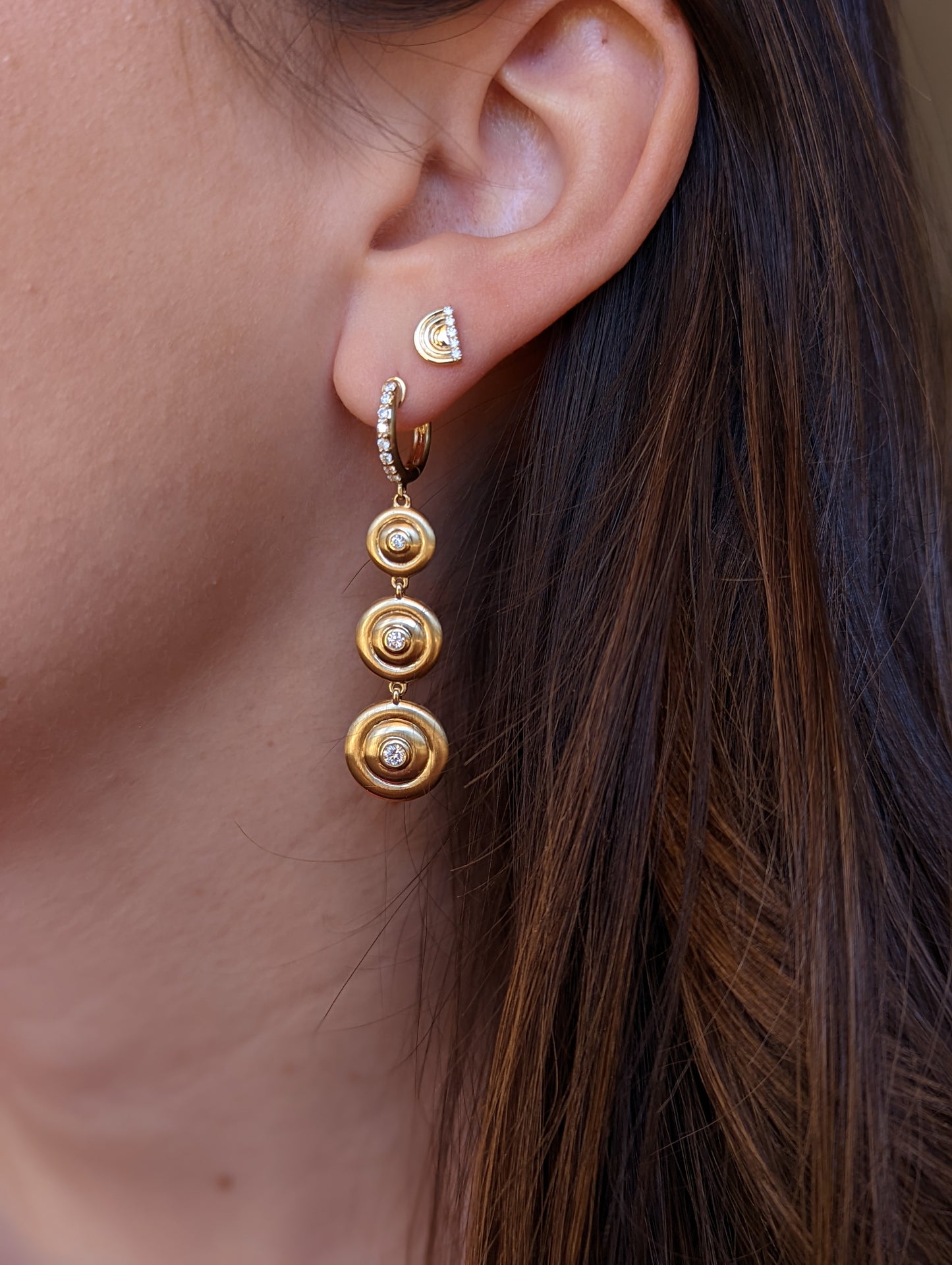 Edge Ferris Wheel Stud Earring - Gold