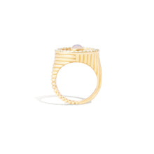 Load image into Gallery viewer, Found Ribbed Cocktail Ring - Rainbow Moonstone & Diamond