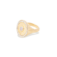 Load image into Gallery viewer, Found Ribbed Cocktail Ring - Rainbow Moonstone & Diamond
