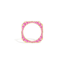 Load image into Gallery viewer, Spark Side Stone Etched Stacking Band Ring - Pink Sapphire
