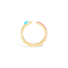 Load image into Gallery viewer, Found Cabochon Open Ring - Turquoise & Pink Sapphire