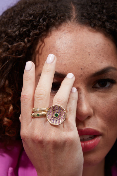 Revel Ribbed Stacking Band - Diamond