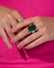 Load image into Gallery viewer, Spark Chevron Emerald Cut Cocktail Ring - Malachite &amp; Diamond
