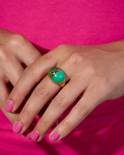 Found Cap Cocktail Ring - Blue Lace Agate & Blue Sapphire
