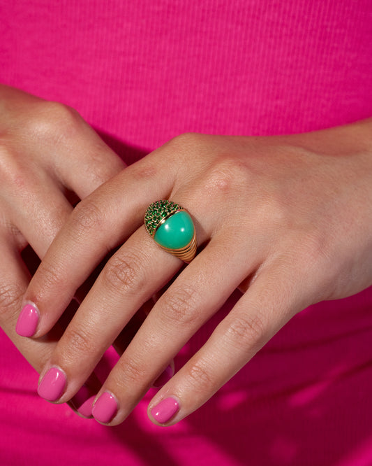 Found Cap Cocktail Ring - Blue Lace Agate & Blue Sapphire