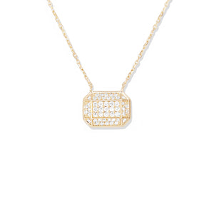 Spark Emerald Cut Charm Necklace - Diamond