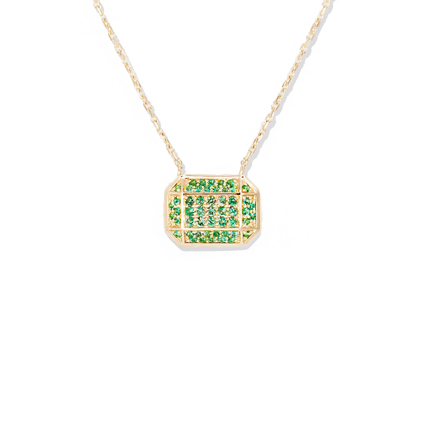 Spark Emerald Cut Charm Necklace - Emerald