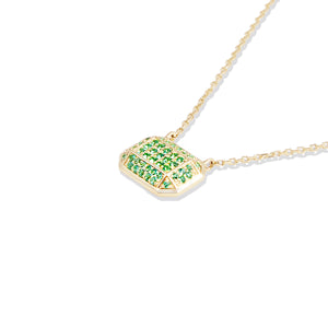 Spark Emerald Cut Charm Necklace - Emerald