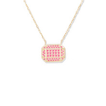 Load image into Gallery viewer, Spark Emerald Cut Charm Necklace - Pink Sapphire
