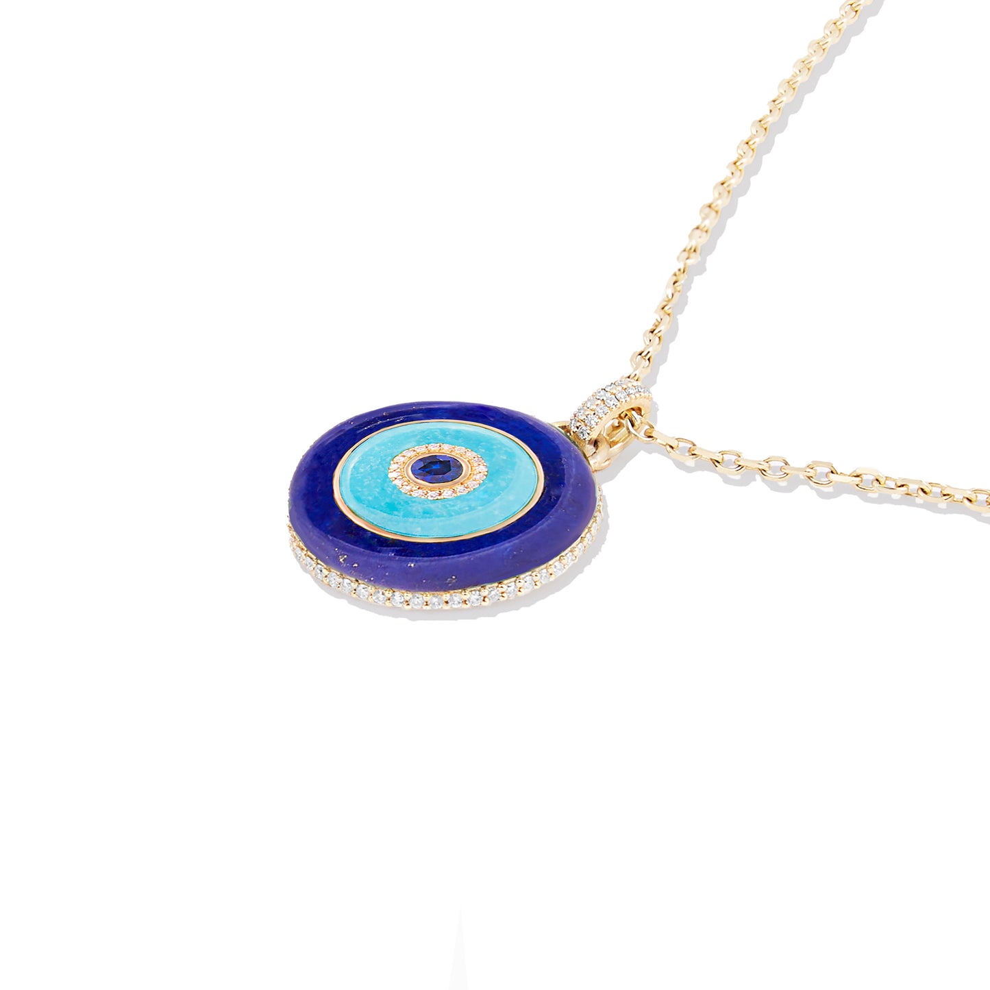 Evolve Stone Inlay Disk Pendant Necklace - Blue