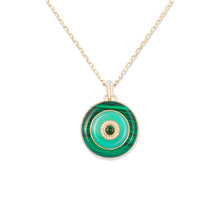 Load image into Gallery viewer, Evolve Stone Inlay Disk Pendant Necklace - Green

