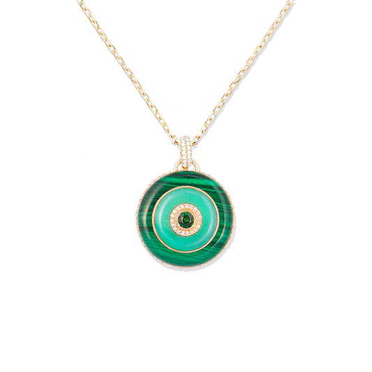 Evolve Stone Inlay Disk Pendant Necklace - Green