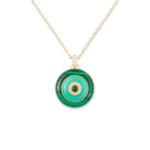 Evolve Stone Inlay Disk Pendant Necklace - Green