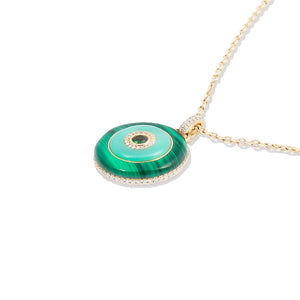 Evolve Stone Inlay Disk Pendant Necklace - Green