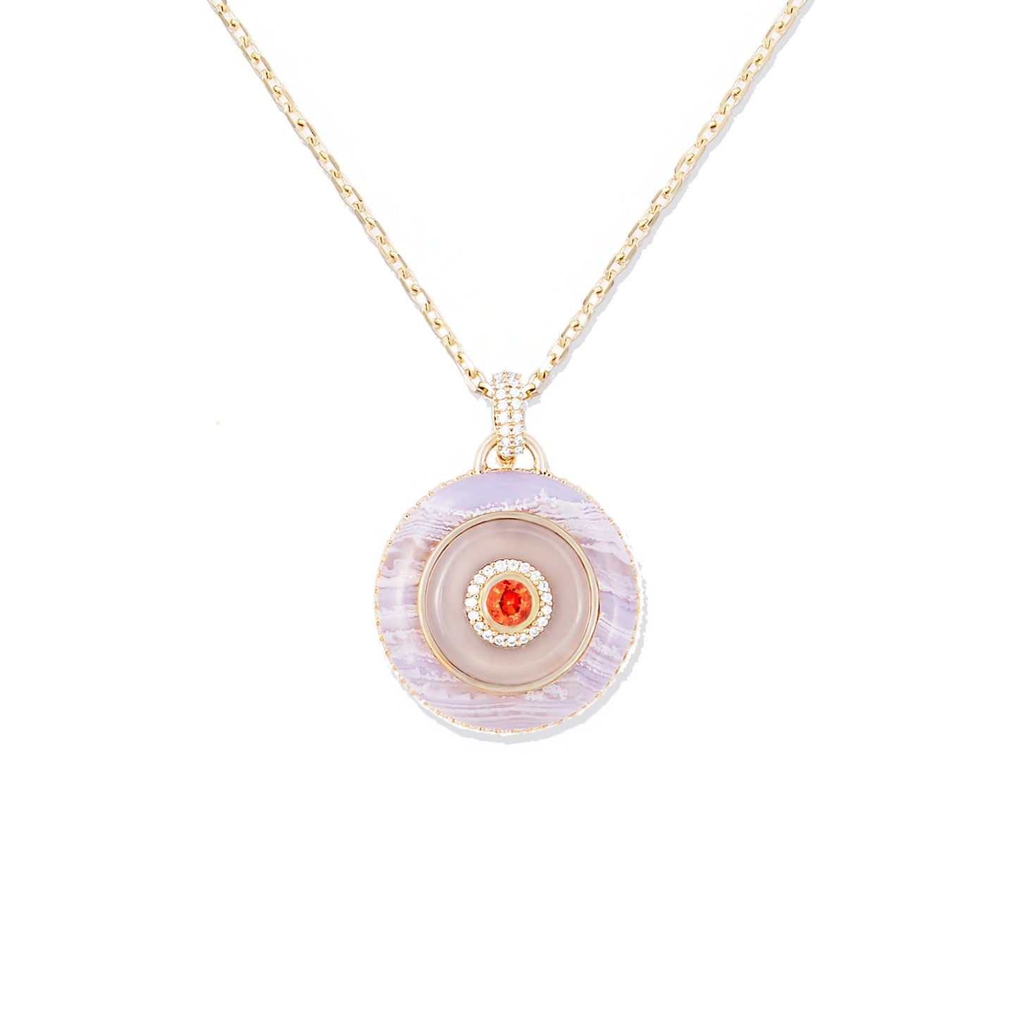 Evolve Stone Inlay Disk Pendant Necklace - Purple/Orange