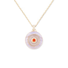 Load image into Gallery viewer, Evolve Stone Inlay Disk Pendant Necklace - Purple/Orange
