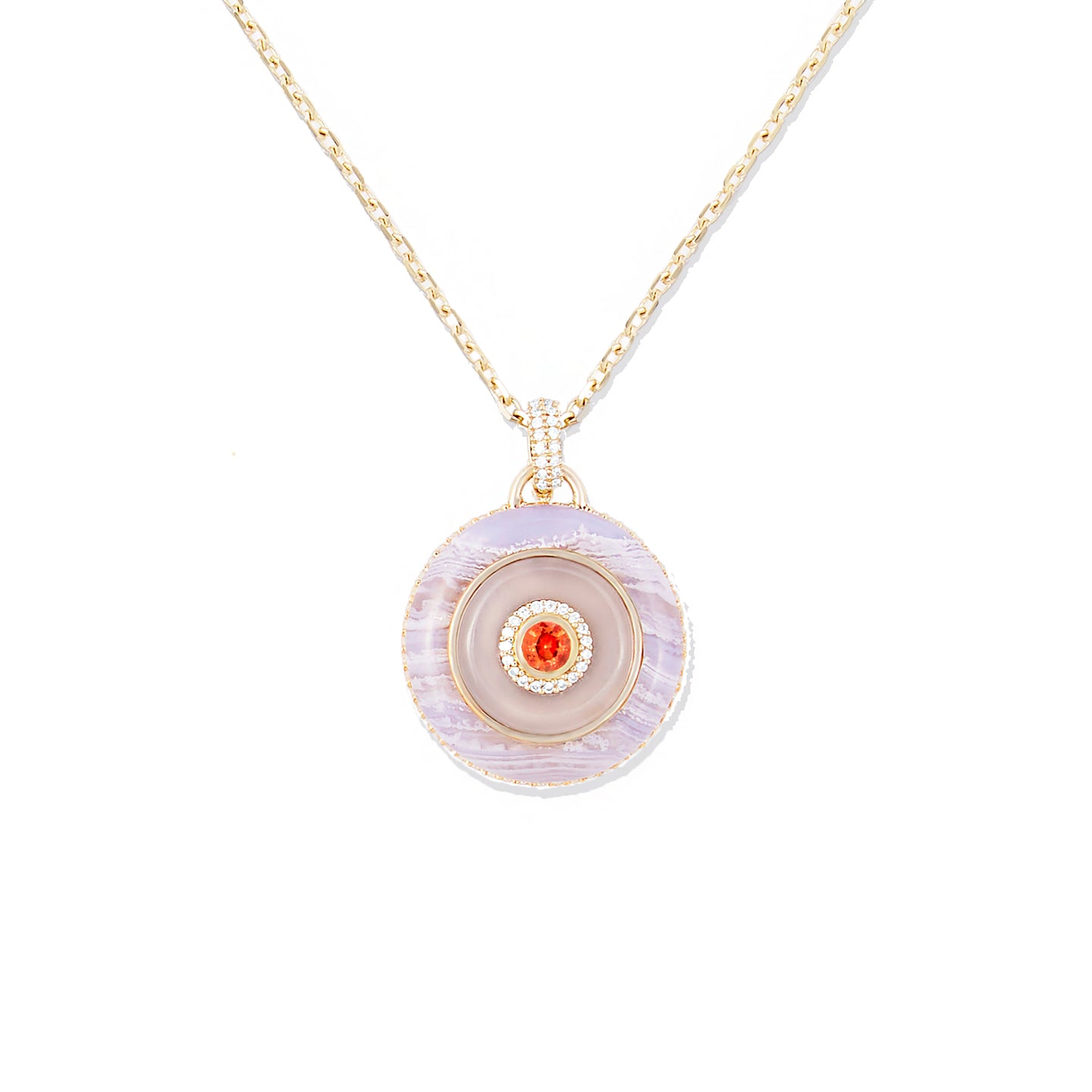 Evolve Stone Inlay Disk Pendant Necklace - Purple/Orange
