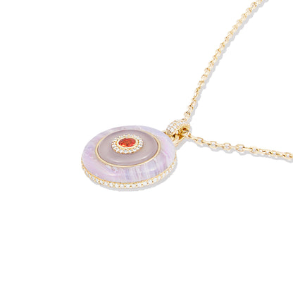 Evolve Stone Inlay Disk Pendant Necklace - Purple/Orange