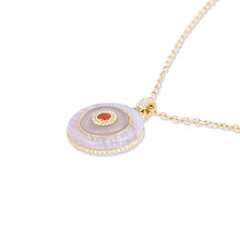 Load image into Gallery viewer, Evolve Stone Inlay Disk Pendant Necklace - Purple/Orange
