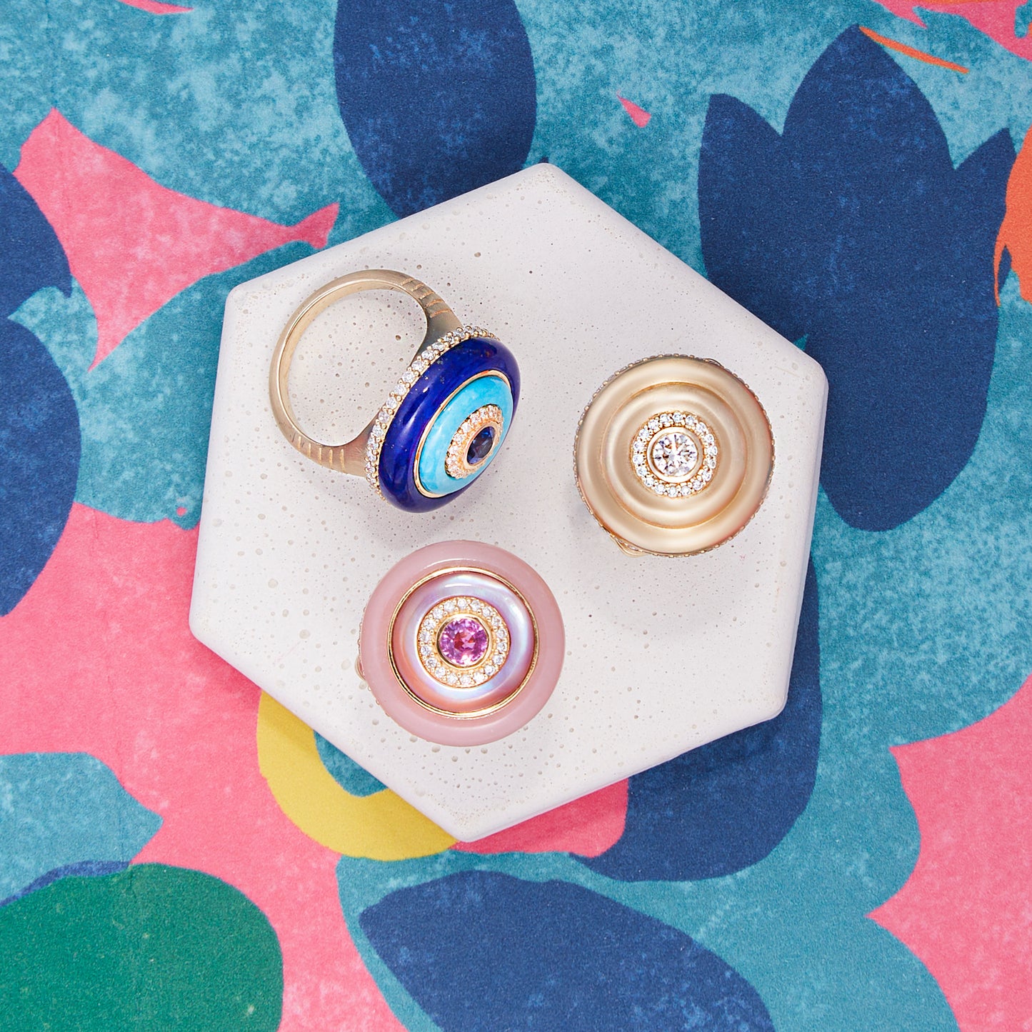Evolve Stone Inlay Cocktail Ring - Pink