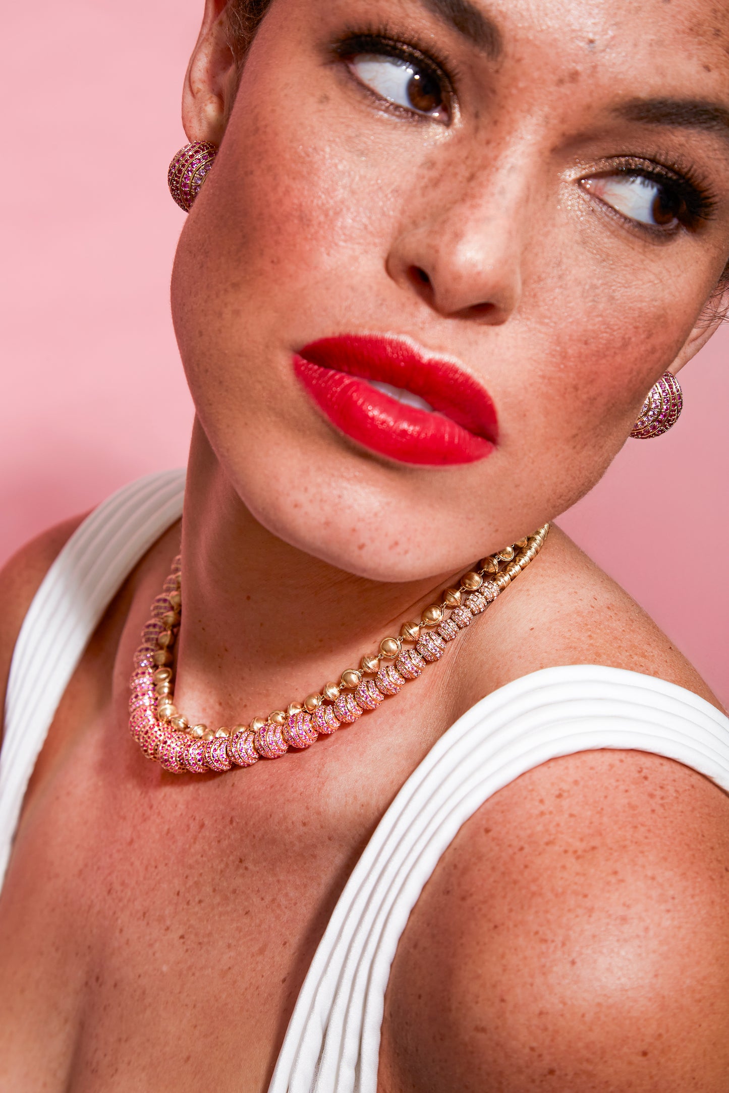 Revel Large Bead Necklace - Ruby & Pink Sapphire