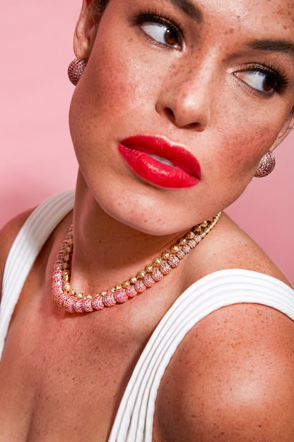Revel Large Bead Huggie - Rhodolite Garnet, Pink Sapphire & Amethyst
