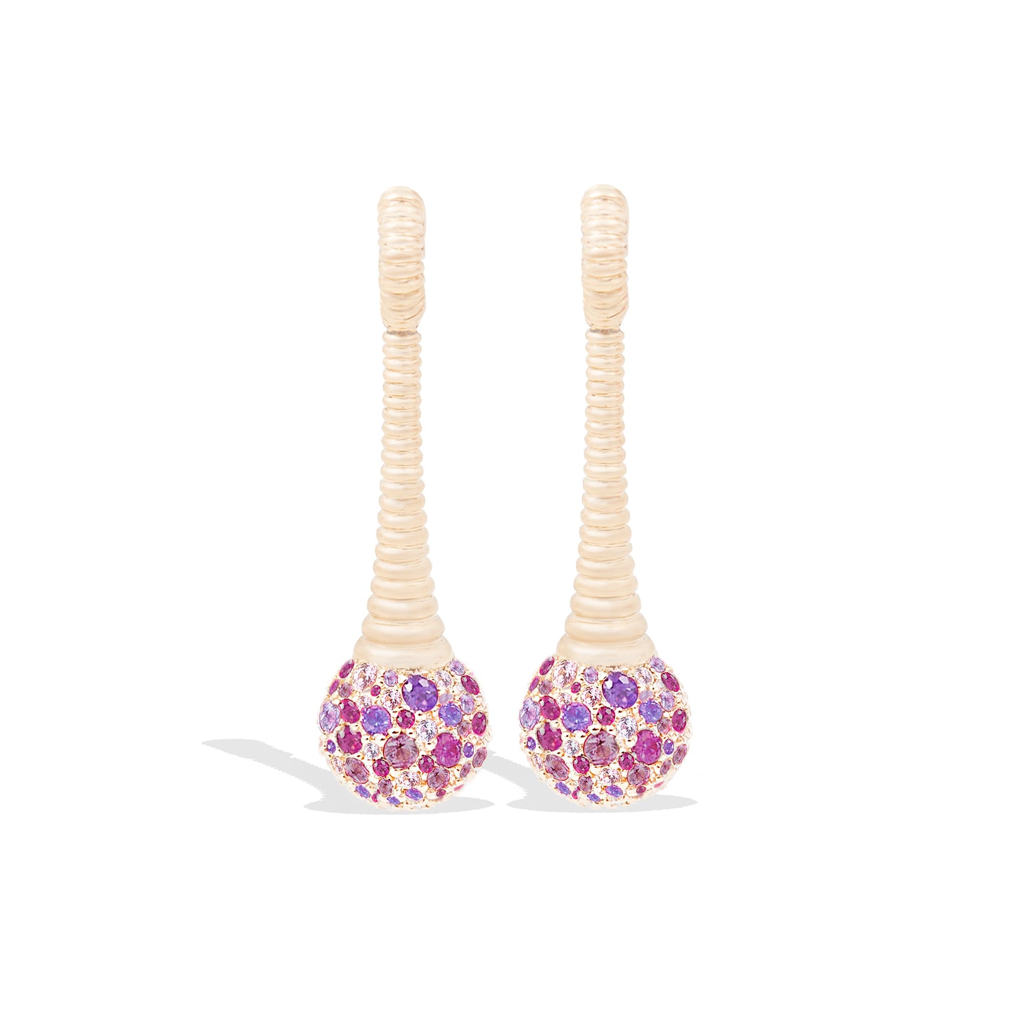 Revel Bobble Chandelier Earring - Rhodolite Garnet, Pink Sapphire, Amethyst