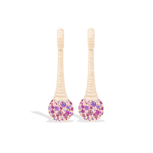 Revel Bobble Chandelier Earring - Rhodolite Garnet, Pink Sapphire, Amethyst