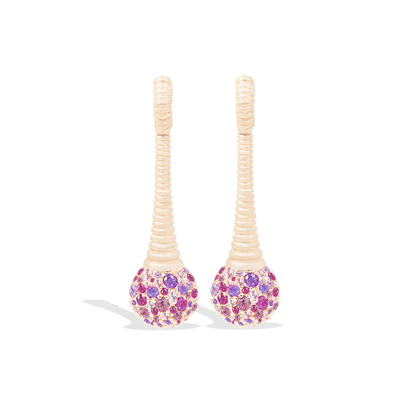 Revel Bobble Chandelier Earring - Rhodolite Garnet, Pink Sapphire, Amethyst