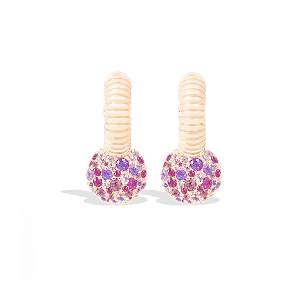 Revel Bobble Huggie - Rhodolite Garnet, Pink Sapphire & Amethyst