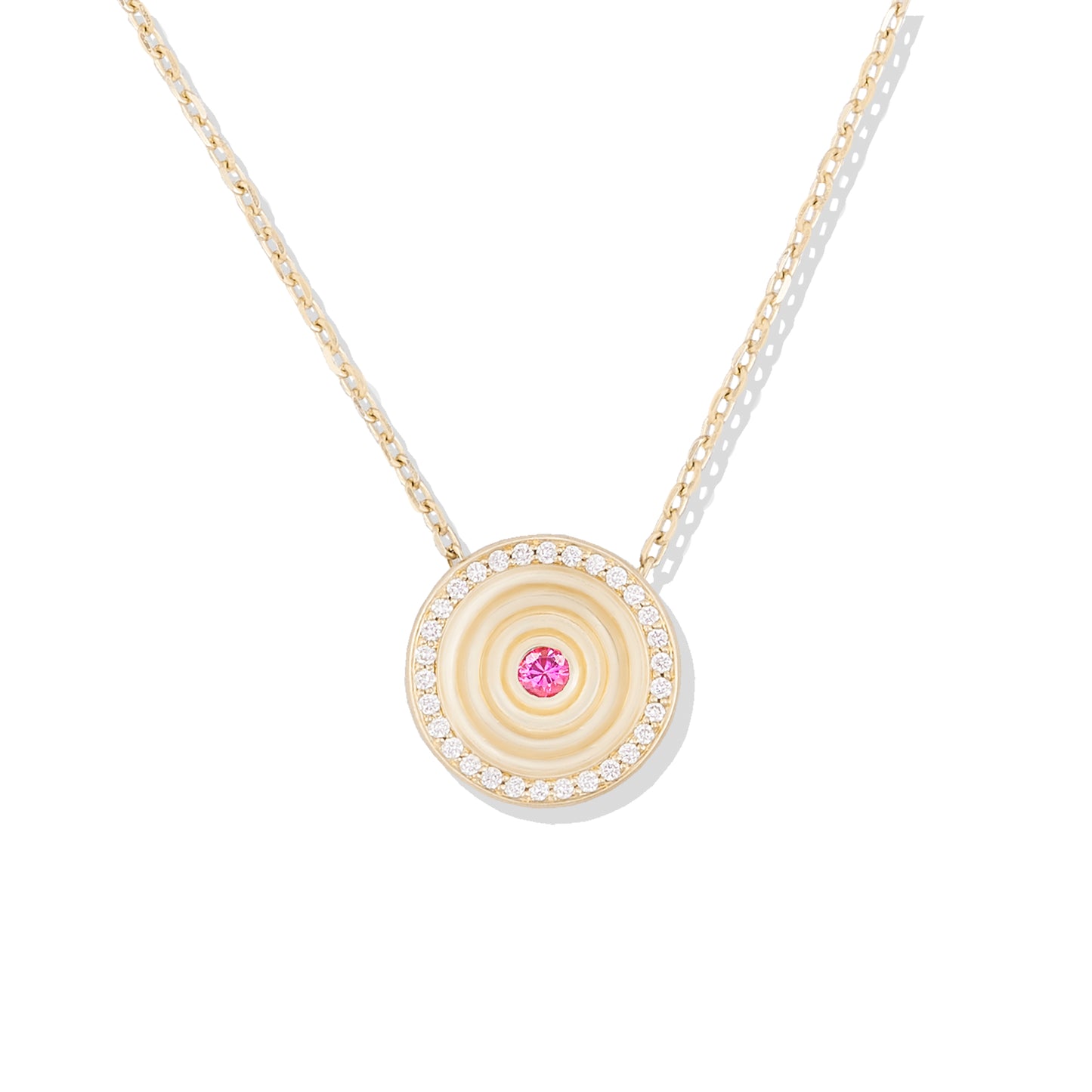 Revel Small Dimensional Pendant - Pink Sapphire & Diamond