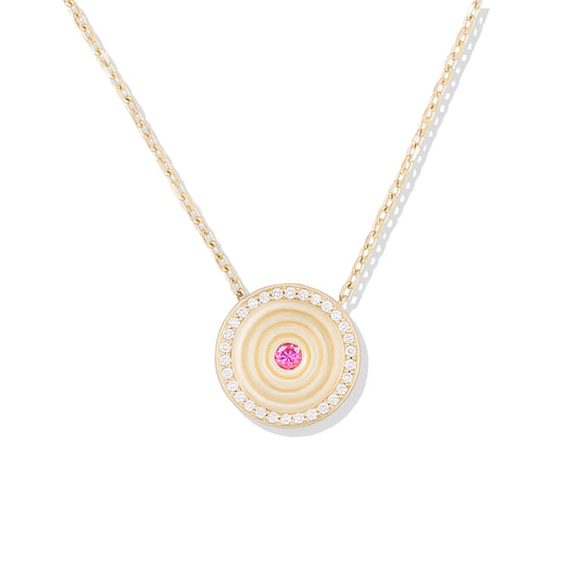 Revel Small Dimensional Pendant - Pink Sapphire & Diamond