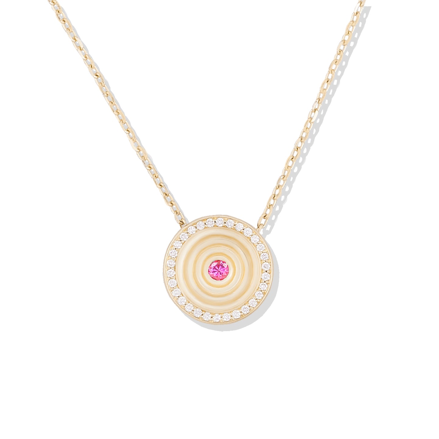 Revel Small Dimensional Pendant - Pink Sapphire & Diamond
