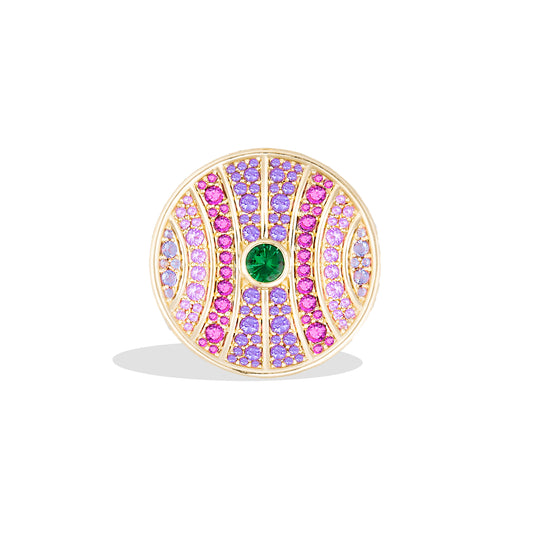 Revel Large Dimensional Ring - Tsavorite, Amethyst, Rhodolite Garnet & Pink Sapphire