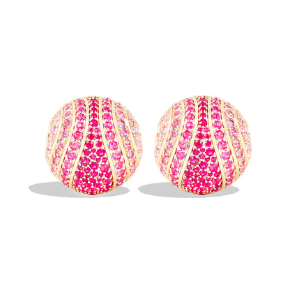 Revel Large Bead Huggie - Ruby & Pink Sapphire