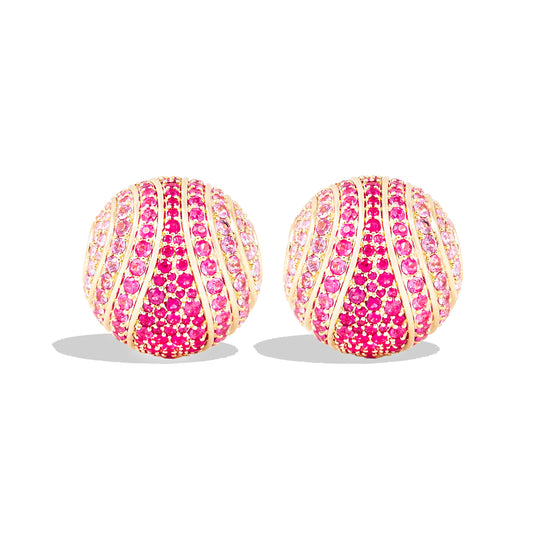 Revel Large Bead Huggie - Ruby & Pink Sapphire