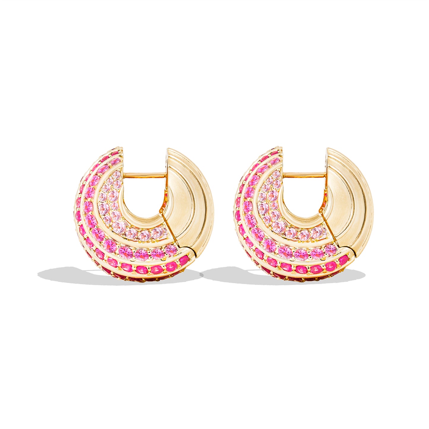 Revel Large Bead Huggie - Ruby & Pink Sapphire